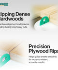 Premium Table Saw Safety Splitter Stops Kickback Cold For One Eighth Inch Kerf Blades shown with guiding tools for accurate cuts.