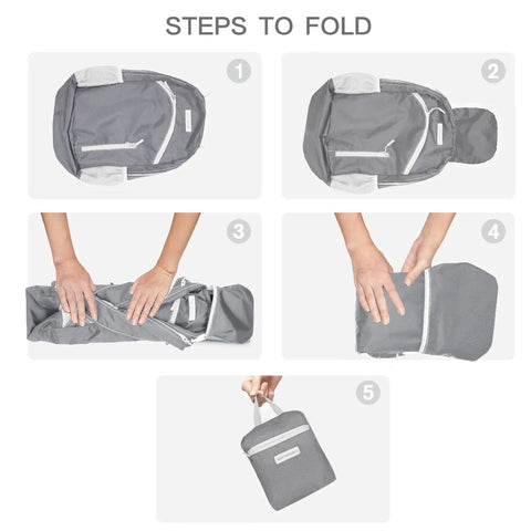 Steps to fold 35L Foldable Waterproof Backpack For Outdoor Adventures Equipped With Wet Clothes Compartment Ultra Lightweight