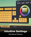 Wireless Tri Mode Inductive Keyboard With Linear Rapid Trigger Switches showing software settings for color customization.