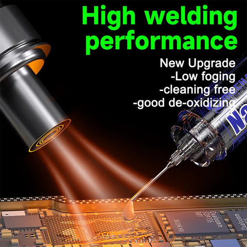 M35 No Clean Ultra Low Residue Lead Free Solder Flux Paste on phone motherboard with heat tool