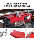 Heavy Duty 440 Lb Electric Hoist With 110V Winch And 14Ft Wired Remote Control, showing mounting brackets and dimensions.