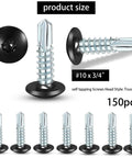 Heavy Duty Self Tapping Trailer Screws Number Ten By Three Quarter Inch Zinc Plated Big Rig Ready Fasteners With Zero Drill Hassle For Enclosed Car Haulers Rv Panels 150 Piece Box shown in truss head style.