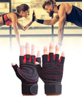 Fingerless Fitness Gloves With Wrist Wrap For Men And Women Breathable Non Slip Gym Gloves For Weightlifting and Barbell Workouts