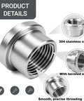4 Pack Half Inch NPT Weld On Female Bung Fitting Badass 304 Stainless Steel adapter showing smooth threading and beveled edges.