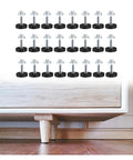 Heavy Duty Furniture Leveling Feet Set Adjustable Metal Levelers 0.87 Inch Non Slip Wobble Eliminators For Uneven Floors Silent Operation With Nylon Base 20 Pack on cabinet leg