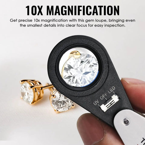 Foldable 10x Pocket Magnifier Loupe With UV And LED Light For Jewelry Rocks Coins Antiques And Stamps Illuminated Magnifying Tool For Watches Gems Hobbies And Eye Clarity Grab And Go