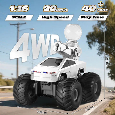 Amphibious RC Car With Water Cannon And Waterproof Remote Scale One To Sixteen 4WD Monster Truck on road