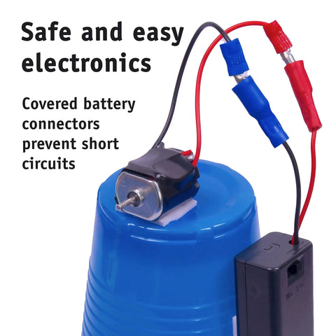 10 Pack Motorized Drawing Robots Kit For Kids Ages 8 And Up, blue motor and covered battery connectors