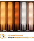 61 Inch Color Changing Floor Lamp With 3 Smart LED Bulbs, remote control dimmable RGB standing lamp showing brightness levels