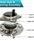 Rear Wheel Bearing Hub Assembly Set 2Pcs For Toyota Avalon Camry Highlander Solara And Lexus ES300 ES330 ES350 2001 To 2012 Replacement Kit With 512206 And 512207 For ABS Equipped Models showing labeled parts