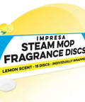 Box of Impresa steam mop fragrance discs with lemon scent, 15 count, individually wrapped