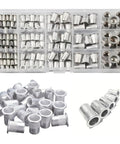 165 Piece Metric Rivet Nut Kit Aluminum Flat Head Insert Nutsert Assortment M3 M4 M5 M6 M8 M10 M12