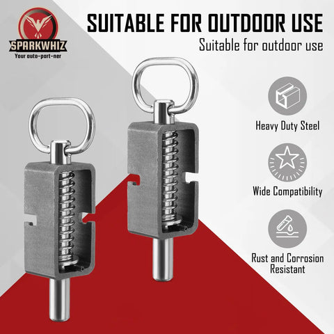 Five Eighth Inch Weld On Spring Latch Assembly With Plain Tube Heavy Duty Steel Trailer Gate Lock, corrosion resistant design.