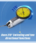 HGC Precision yellow dial test indicator with 0.030 in scale, 0.0005 in GR dial, 0-15-0 reading