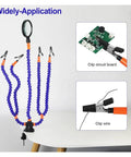 Third Hand Soldering Table Clamp With 3X Magnifier And Five To Six Arms Flexible Gooseneck Helping Hands, PCB and Wire Clips