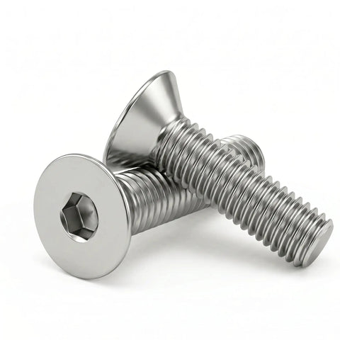 M5 X 10mm Flat Head Hex Socket Cap Screws 25 Pack Includes Allen Wrench 304 Stainless Steel fully threaded countersunk bolts.