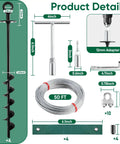 18 Inch Ground Anchors Screw In Heavy Duty Shed Anchor Kit with straps, steel cable, and tools shown in product detail illustration.