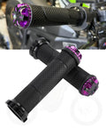 Dope Throttle Grips For Surron Sur Ron Light Bee X And S Model with aluminum rubber and purple accents, close-up view