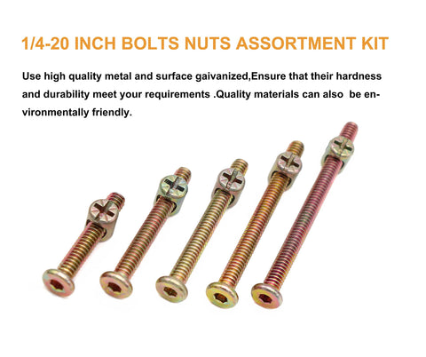 Crib Screws Hardware Replacement Kit For Cot Chairs And Furniture 100 Pieces Of 1/4-20 Bolts And Barrel Nuts With Wrench