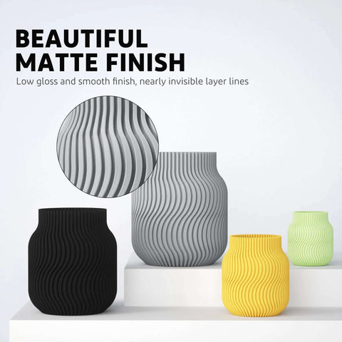 Matte PLA Filament Bundle 4kg 1.75mm for 3D Printing Ultra Accurate Tolerance vases with textured matte finish.