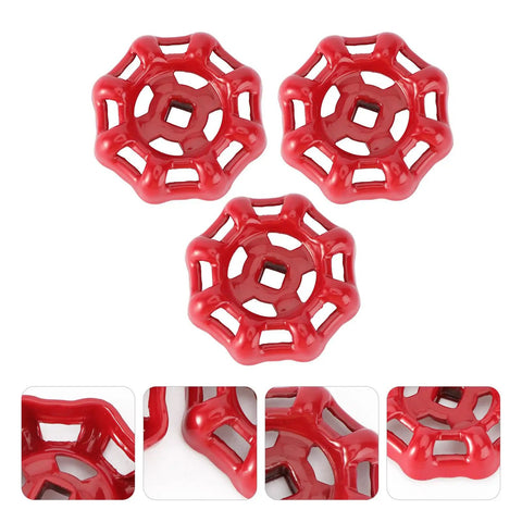 Red Cast Iron Handwheel Valve Handles Replacement Set For Gate And Ball Valves With Flat Bottom Design To Minimize Sundries And Debris