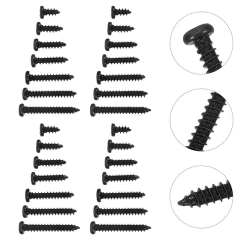 Pan Head Self Tapping Screws Set, Black Carbon Steel, 500 Pcs, 7 Sizes For Wood And Sheet Metal Projects, Easy Install And Self Fastening, Versatile Kit For Electronics, Furniture, DIY Repairs, assorted sizes