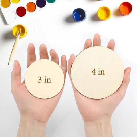 Sweet Unfinished Wood Circles For No Sweat Diy Crafting With Pack Of Thirty Six Three Inch Wooden Rounds For Paint Blank Stamps Engraving Supplies And Home Decor That Really Steals The Show, held in hands.