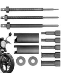 12 Piece Motorcycle Bearing Puller Kit Blind Hole Extractor Compact Engine Tool Set Damage Free Removal No Hammer Needed For Tight Spots Smooth Operation Swapping Bearings Like A Boss Without Scratching Metal During Quick Garage Fixes, with puller heads and adapters