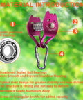 Close-up of a Zipline Pulley For Slackline Kit With Ninja Slider, featuring aerospace-grade aluminum and ball bearings for smooth glide.