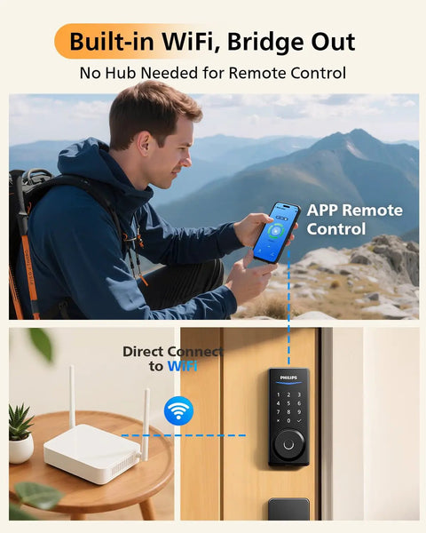 Dope Wifi Smart Lock With Handle Set No Sweat App Remote Control Voice Commands Real Time Alerts Keyless Entry Door System Quick Install For Modern Day Urban Households Everywhere