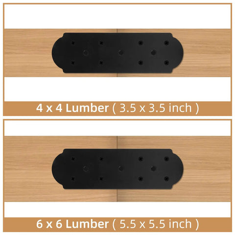 Rock Solid Heavy Duty Steel Flat Brackets, 10 X 3 Inch Mending Plates, Black Powder Coated Steel Joinery Hardware With Screws For Legit Wood Repair And Timber Connectors