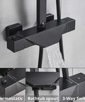 UMJIGF 8 Inch Black Shower System Thermostatic Waterfall Shower Faucet Set featuring bathtub spout and 3-way switch.