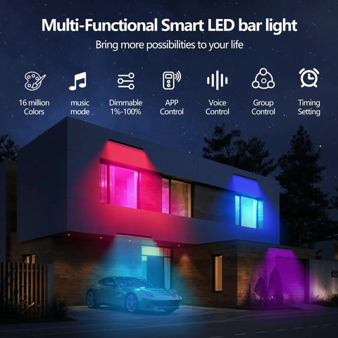 Linkable LED Light Bar Outdoor Color Changing 40 Inch RGBCW Wall Washer Light 180W For Stage DJ Vibe Patio on building facade