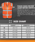 High Visibility Safety Vest With Nine Pockets Zipper Closure Padded Neck And 360 Degree Reflective Strips ANSI ISEA Type R Class 2 Yellow Size Large For Construction Roadwork And Outdoor Jobs size chart