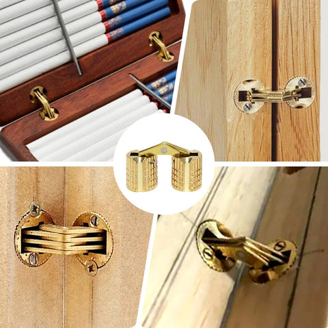 8 Piece Brass Barrel Hidden Hinges For Cabinets And Jewelry Boxes 8mm 180 Degree Concealed Hinge Hardware installed view