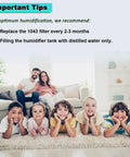 Family relaxing in living room, tips for using 2 Pack 1043 Humidifier Wick Filter Replacement That Fits AIRCARE models