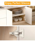 20 Piece Clip On Face Frame Soft Close Cabinet Hinges For Full Overlay Concealed Kitchen Cabinets Nickel Finish Rust Resistant Heavy Duty Easy Self Close Ideal For Kitchen And Bath Cabinets shown on open kitchen cabinet