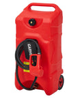 Red Upgraded 16 Gallon Gas Tank With Manual Transfer Pump And 10 Ft Hose Portable Gas Can On Casters Leak Proof Fuel Container