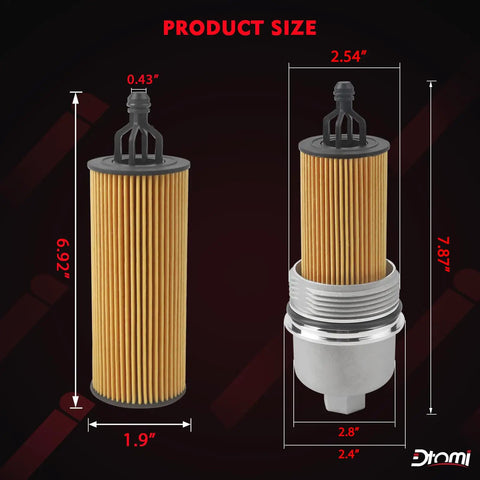 Dimensions of Aluminum Engine Oil Filter Housing Cap With Oil Filter Assembly Replacement For Jeep Chrysler Dodge Ram 3 6L V6 Vehicles