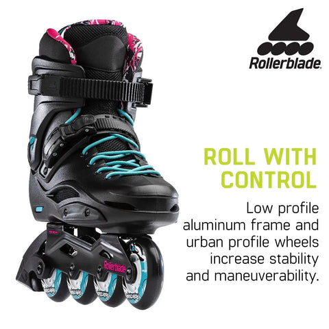 Cruiser Womens Fitness Inline Skates With Molded Hard Shell Black Aqua Color Urban Performance Skates For Adults