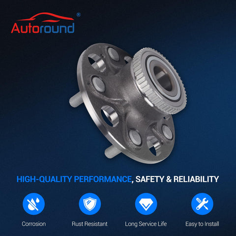 Rear Wheel Bearing And Hub Assembly Set Of 2 With ABS For Honda Civic 2004 2005 And Acura RSX 2002 2006 Rear Left And Right 5 Lug Compatibility OEM Replacement Ready For Easy Install, front view.