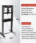 20 Ton Hydraulic Shop Press H Frame Garage Floor Mount With Adjustable Stamping Plate Heavy Duty Steel Workhorse dimensions and specs