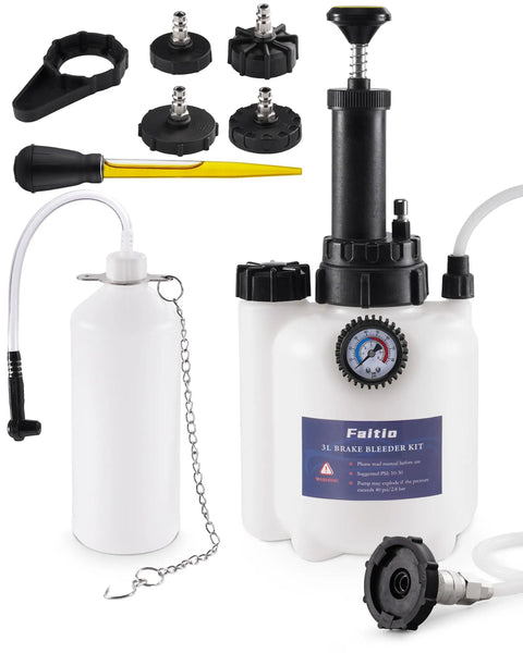 One Man Brake Bleeder Kit With 1L Catch Bottle For Flushing Brakes And Clutch System, Manual Pump, Adapters 43.5-50.7mm
