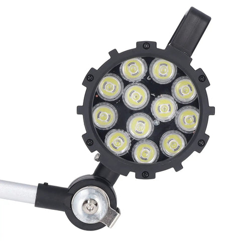 Sungooyue 24V Led Work Light, 12 Watt Machine Lamp with 12 LED bulbs in black housing for CNC lathe and drill workshop use.