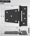 Heavy Duty Extra Thick Black Iron Gate Hinges 3.5 Inch displayed with dimensions for secure outdoor installation.