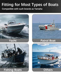 Hydraulic Steering Kit For Boats Up To 90HP With 24 Ft Hose System Pump And Cylinder No Helm Included showing compatibility with yachts, patrol boats, fishing boats, and others.