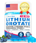 12-In-1 Lithium Orotate Mood Support Gummies with Ashwagandha, L-Theanine, Magnesium Glycinate, Lemon Balm for stress relief.