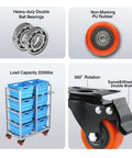 2 Inch Caster Wheels Set Of 4 With Brakes Heavy Duty Polyurethane Swivel Casters 360 Degree Plate Caster Wheels Loaded Cart