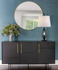 Set Of 2 Modern Farmhouse Table Lamps With USB Ports And Night Light on black console with mirror and plant