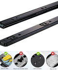 Built Like a Tank Ball Bearing Drawer Slides For Kitchen Cabinets And Desk Setups, smooth metal runners in black finish.